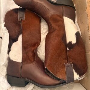 Frye Brown and White Leather Cowboy Boots